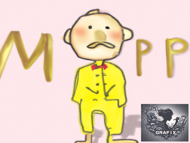 Golden mr.P in the backround. With a name pajamas in the middle